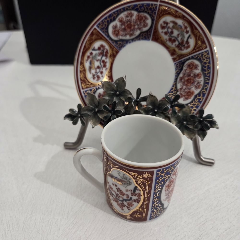 Elegant Multicolor Porcelain Cup and Saucer Set